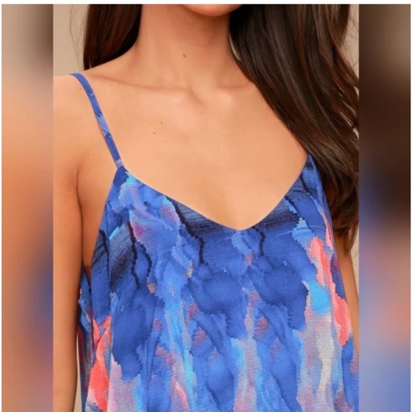 Lulus Flying Watercolors Royal Blue Watercolor Print Sheath Maxi Dress, Size XS - Picture 4 of 14